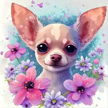 Puzzle Diamantové malování s diamanty ve tvaru čtverce - Pes 2271, 50 x 50