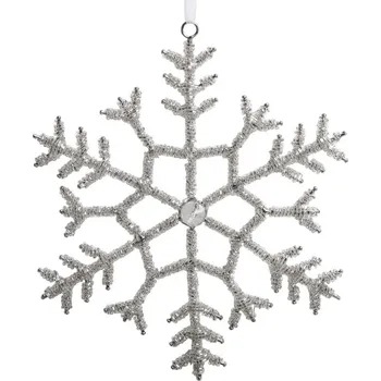 Vánoční dekorace Champagne antik závěsná sněhová vločka s korálky Snowflake - 20 cm