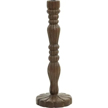 Svícen Hnědý dřevěný svícen na úzkou svíčku Jeraldo - Ø 16*45 cm