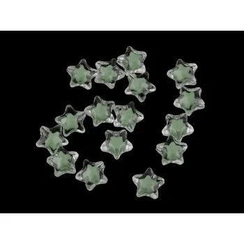 Dětské navlékací korálky Plastové korálky hvězda Ø11 mm s efektem barev uvnitř, malé, 4 zelená sv.
