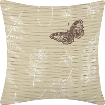 Povlečení DARRÉ Krepový povlak na polštář V kapradinách - hnědobílá Velikost: 70 x 90