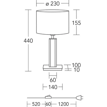 Lampička HerzBlut stolní lampa Karl K, kulatá, dřevo, bílá, 44 cm, E27 - Stínítko - Ø 23 cm, výška 15,5 cm; podstavec - délka 10 cm, šířka 10 cm, výška 1 cm; délka kabelu 178 cm bílá, olejovaný jasan, kartáčovaný matný nikl 1 x 60 W - Doprava zdarma