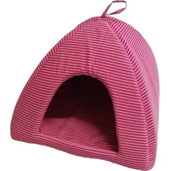 Pelíšek pro psa Pelech pro domácí mazlíčky - Iglú, růžový proužek 43 x 43 cm
