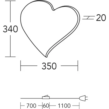 Lampička HerzBlut LED nástěnné světlo srdce mini, 34 cm, dřevo, zástrčka - Délka přívodního kabelu 186 cm olejovaný dub, kartáčovaný matný nikl 1 x 7,5 W LED - Doprava zdarma