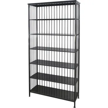 Knihovna Černý kovový regál/ knihovna s policemi Vinni - 95*38*195cm
