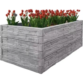 Ztracené bednění Betonový vyvýšený záhon - dekor kámen šedý - výška 0,5 m