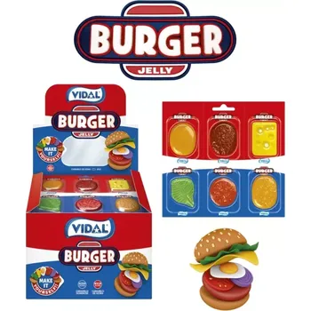 Bonbon Želé VIDAL BURGER 6x 11 g - 6-ti pack (balení 66 ks) (ovocné želé / poskládej si burger!)