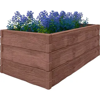 Ztracené bednění Betonový vyvýšený záhon - dekor dřevo hnědý - výška 0,25 m