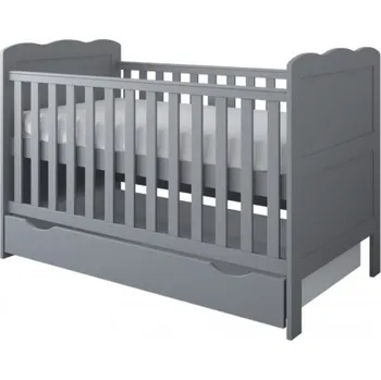 Dětská postýlka Postýlka 140/70 cm Inge - šedá - 3v1 se šuplíkem