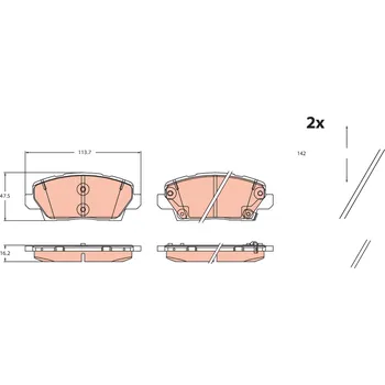 Brzdová destička Sada brzdových destiček, kotoučová brzda TRW GDB2479