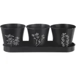 Květináč bylinky BLACK pr. 11cm 3 ks s podtáckem