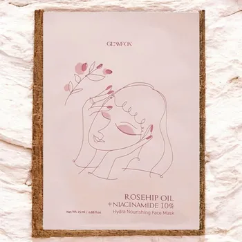 Pleťová maska GLAMFOX - Rosehip Niacinamide Face Mask - Plátýnková maska s niacinamidem a extraktem z růže - 25 ml