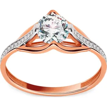 Prsten Unikátní zásnubní prsten se zirkony Asha, růžové zlato 14K IZ23554R + dárkové balení LUXUS zdarma