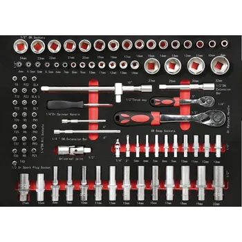 Sada nářadí Sada nářadí pro vozíky EXPERT, nástrčné klíče, chrom vanadium, 564 x 386 x 30 mm