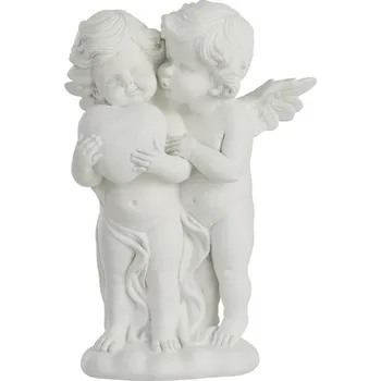 Vánoční dekorace Bílá dekorace andílků se srdcem - 16*10*23 cm