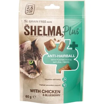 Krmivo pro kočku Shelma Cat Snack Anti-hairball polštářky 60 g