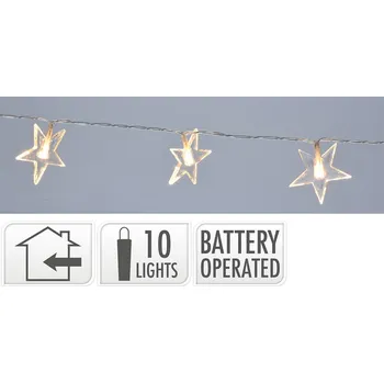Vánoční dekorace Svítící řetěz s 10 LED hvězdami, délka 1 m