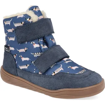 Dívčí zimní obuv Mido shoes Barefoot dětské zimní boty Mido - Doggy blue modré Velikost: 27