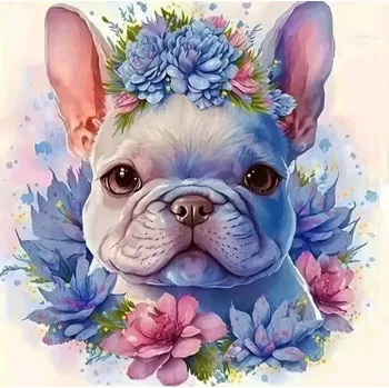 Puzzle Diamantové malování s diamanty ve tvaru čtverce - Pes 2264, 40 x 40