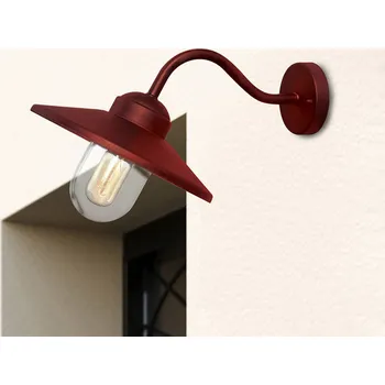 Venkovní osvětlení Elstead Venkovní nástěnné svítidlo Klampenborg, červené, lucerna, nerezová ocel oxidově červená, čirá 1 x 60 W - Doprava zdarma