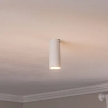 Lampička EMIBIG LIGHTING Stropní bodové světlo Tecno 1S, ocel, GU10, výška 15 cm, bílá 1 x 8 W - Doprava zdarma