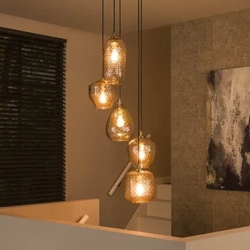 ZIJLSTRA Závěsné svítidlo Patch, čiré, Ø 40 cm, sklo, 5 světelných zdrojů čirá, černá 5 x 25 W - Doprava zdarma