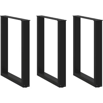 Konferenční stolek vidaXL Nohy k jídelnímu stolu ve tvaru U, 3 ks, černé, 70 x (72-73) cm, ocel