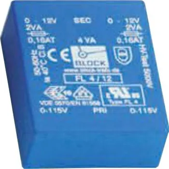 Transformátor Transformátor PCB, sekundární napětí: 6V ac, počet výstupů: 2 průchozí otvor 4VA