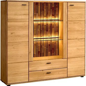 Komoda Dubová komoda s vitrínou včetně osvětlení TRAMONTO typ 47