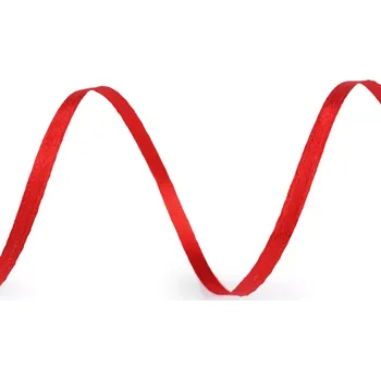 Ovčí rouno Atlasová stuha tenká - červená