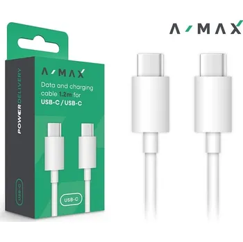 Datový kabel Datový a nabíjecí kabel A-MAX USB-C (PD) 1.2m bílý