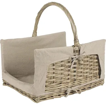 Proutěné koše na dřevo s jutovou podšívkou-sada 2ks