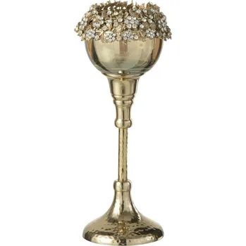 Svícen Zlatý svicen na nožičce se zdobením a kamínky Volve S - Ø 8*23cm
