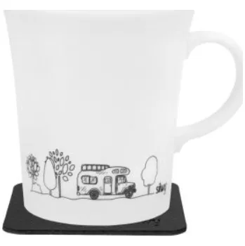 Silwy magnetická sada porcelánových hrnků s potiskem 270 ml + 2 podložky