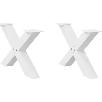 Obývací pokoj vidaXL Nohy konferenčního stolku ve tvaru X, 2 ks, bílé, 70 x (42-43) cm, ocel