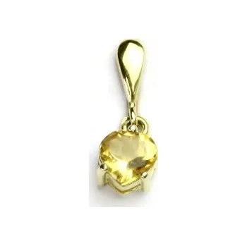 Přívěsek Zlatý přívěsek srdce , žluté i bílé zlato ,přírodní kámen citrín - P 1362/22 (přírodní citrín 6x6 mm)