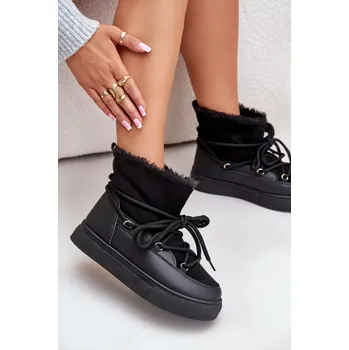 Dámská zimní obuv Dámské Sněhule Na Platformě Zateplené Kožíškem Aziara Barva: Černá, Velikost: 36