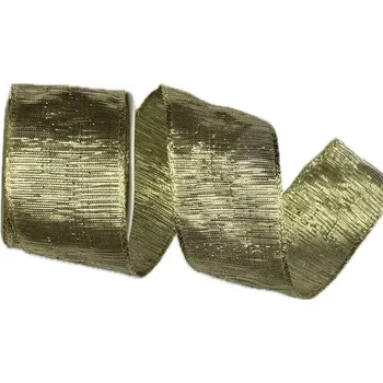 Stuha Stuha zlatá LIVERPOOL GOLD lurexová lesklá 40mm x 2m (15,- Kč/m) (Stuha tkaná, lurexová, zlatá, oboulící, s drátkem v lemu)