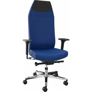 Pracovní židle Dauphin, pro provoz 24/7, modrá, integrovaná opěrka hlavy