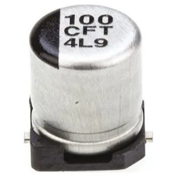 Kondenzátor Kondenzátor, řada: FT SMD 100μF ±20procent 360mΩ 16V dc, SMD Hliníkové elektrolytické AEC-Q200 Panasonic