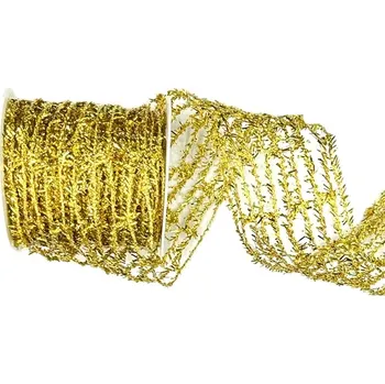Stuha Ozdobné pletivo MOONLIGHT zlaté 8cm x 3m (12,-Kč/m) (Vánoční ozdobné pletivo zlaté, polypropylénové, lesklé)