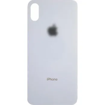 Náhradní kryt pro mobilní telefon Sklo zadního krytu s větším otvorem na kameru iPhone X - stříbrné Stříbrná