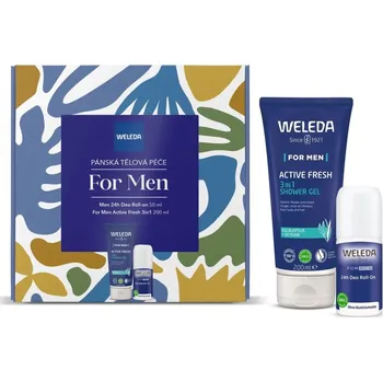 Kosmetická sada Weleda For Men Pánská tělová péče roll-on a sprchový gel 3v1 dárková sada