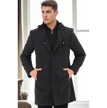 Pánská casual bunda PLT8371 DEWBRRY MEN'S COAT-DIAGONAL ANTHRACITE-2 dewberry černá 3073725