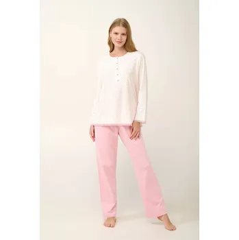 Vamp - Bavlněné dámské pyžamo s knoflíkovou légou 21930 - Vamp pink blush M