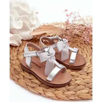 Chlapecké sandály FR1 Dětské sandálky S Mašlí Na suchý zip Stříbrné Joratia Boto hnědá 3082056