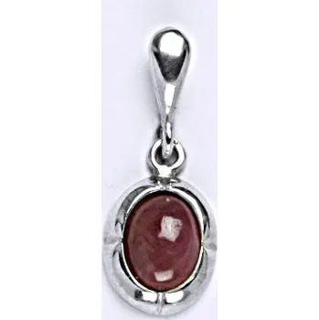 Přívěsek Stříbrný přívěsek, přírodní rubín A-, 6x8 mm - P 1374 (rubín 8x6 mm)