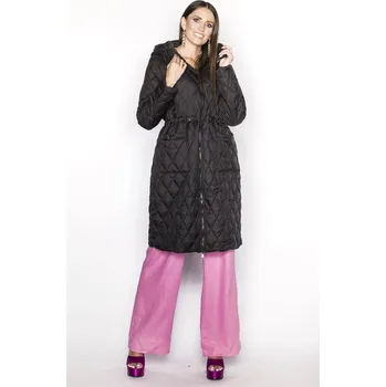 Jednoduchá černá prošívaná bunda s kapucí (AG6-29) odstíny černé XXL (44)