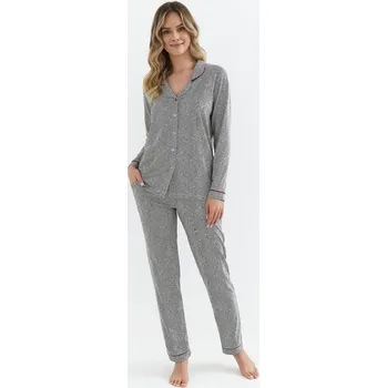 Pánské pyžamo Pyžamo Cana 410 dlouhé/r S-XL na zip grafit XL