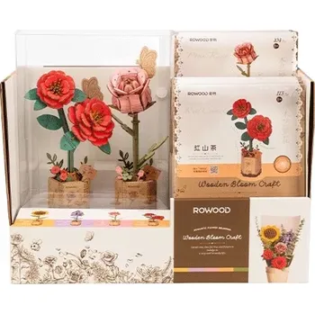 3D puzzle Displej s červenou kamélií a růžovou růží